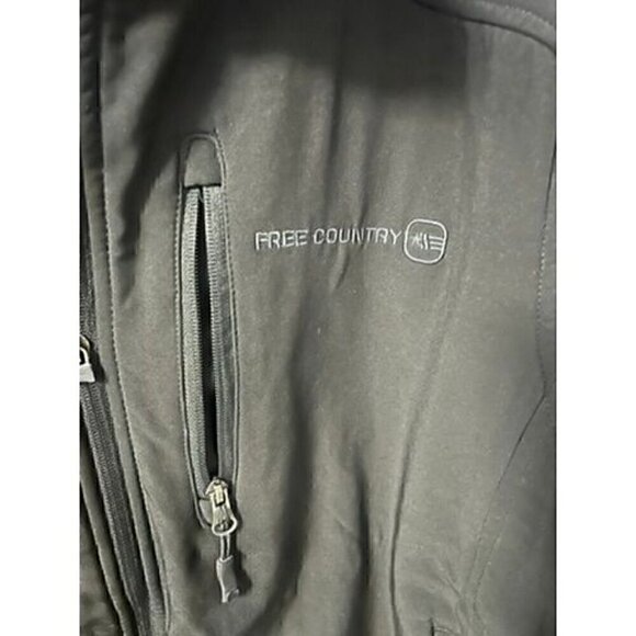 Free Country Mens Medium Black Softshell Jacket With Zippered Pockets & Adjustab - Picture 4 of 8